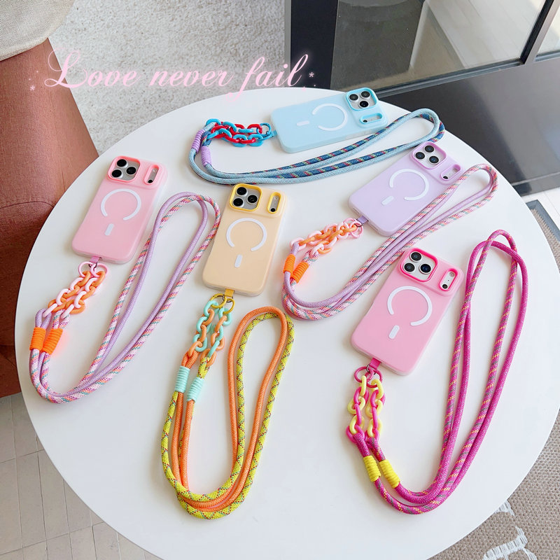 Korean-Style Magnetic Phone Case with Fixed Clip, Long Phone Lanyard, Outdoor Hiking Woven Adjustable Crossbody Strap Korean-Style Magnetic Phone Case with Fixed Clip, Long Phone Lanyard, Outdoor Hiking Woven Adjustable Crossbody Strap
