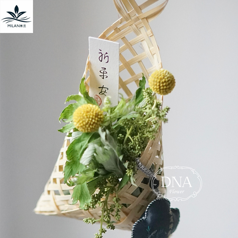 Boat Boat Festival bambú tejido a mano DIY material paquete de moxa pergamino paquete de ramo de flores colgantes de puertas colgantes hechos a mano joyas colgantes de automóviles