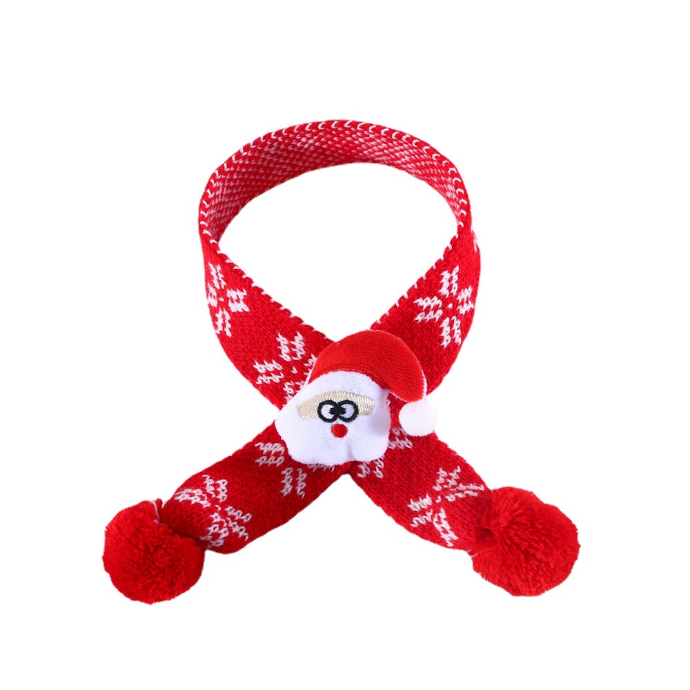 Mascota gato de peluche perro de lana de punto de copo de nieve Plaid felpa de Santa Claus alces bufanda caliente image 6