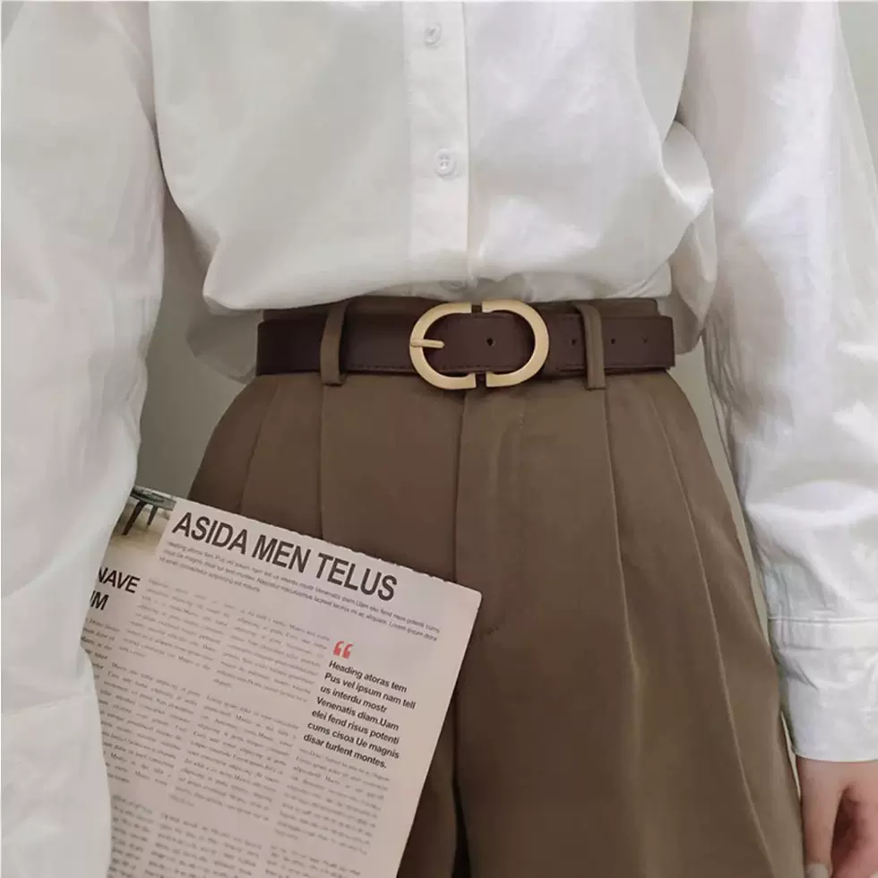 韩版百搭女士皮带通勤腰带现货批发潮搭简约光身仿皮女士宽皮带