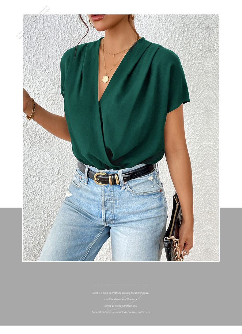 Chillgio Frauen soild lässig elegante Cat suits schicke koreanische Bluse Büro Stram pler Sommer V-Ausschnitt schlanke einteilige Kombination insgesamt – Detail 11