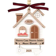跨境新品新房2025乔迁之喜圣诞树挂件双层雕刻年份可改木质工艺品