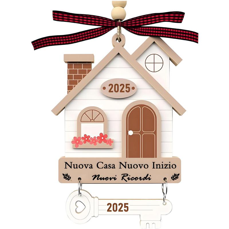 跨境新品新房2025乔迁之喜圣诞树挂件双层雕刻年份可改木质工艺品|undefined