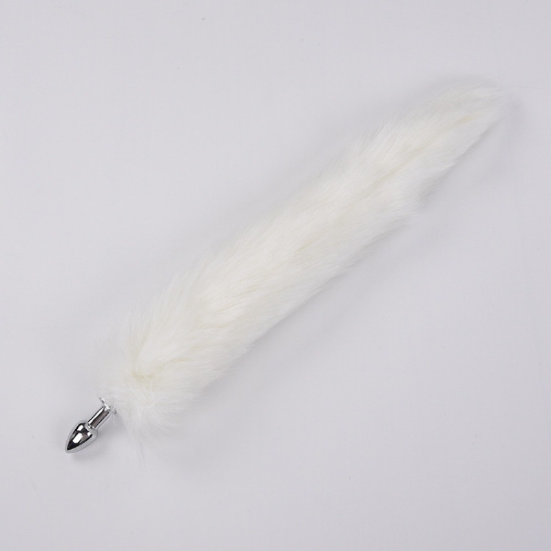 Stainless Steel Fox Tail Anal Plug with Pull Beads for SM Role Play — detail image 6