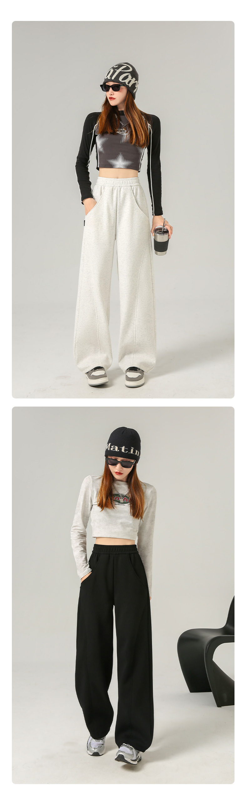 Women's High Waisted Straight Leg Pant Sets For Autumn And Winter_voghion.com