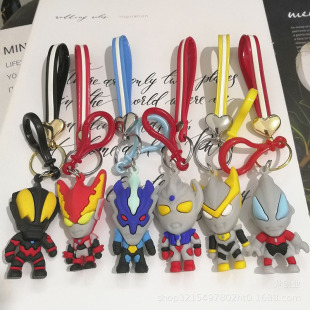 New Cartoon Ultraman keychain schoolbag pendant cartoon silicone doll ornaments Creative Gifts Wholesale