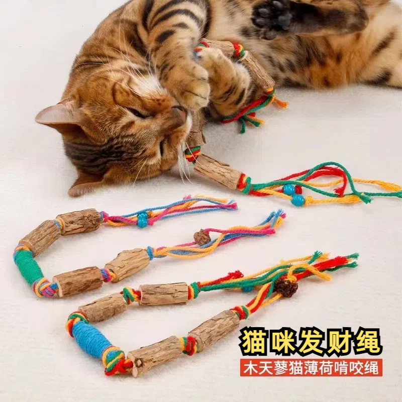 Pet Cat Toy Polygonum xylinum Insect Gall Fruit Rich Rope Bite Rope Catnip Molar Tooth Cleaning Cat Stick Supplies