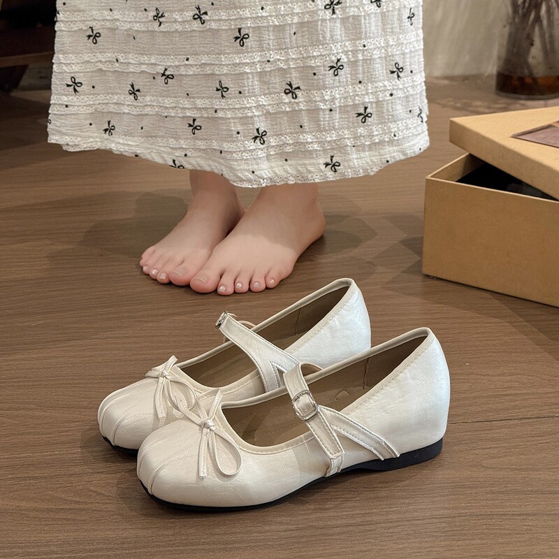 法式内增高银色芭蕾舞单鞋女夏2025新款配裙子玛丽珍小皮鞋晚晚鞋|undefined