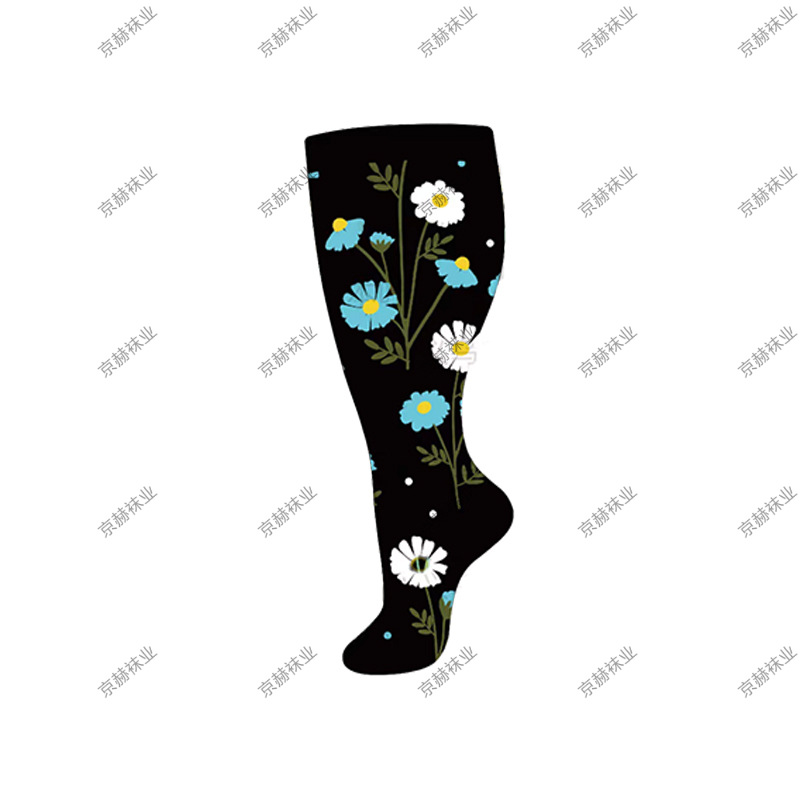 体型の大きい方のための越境加圧スポーツソックス、太った方のための膝上丈のロングソックス、強力な圧縮弾性の肥満者用スポーツソックス