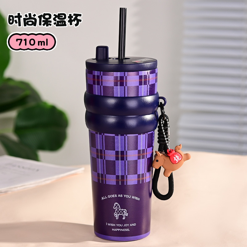Nueva taza de paja de alto valor facial con cuerda 316 taza de aislamiento térmico de acero inoxidable taza de hielo portátil de gran capacidad