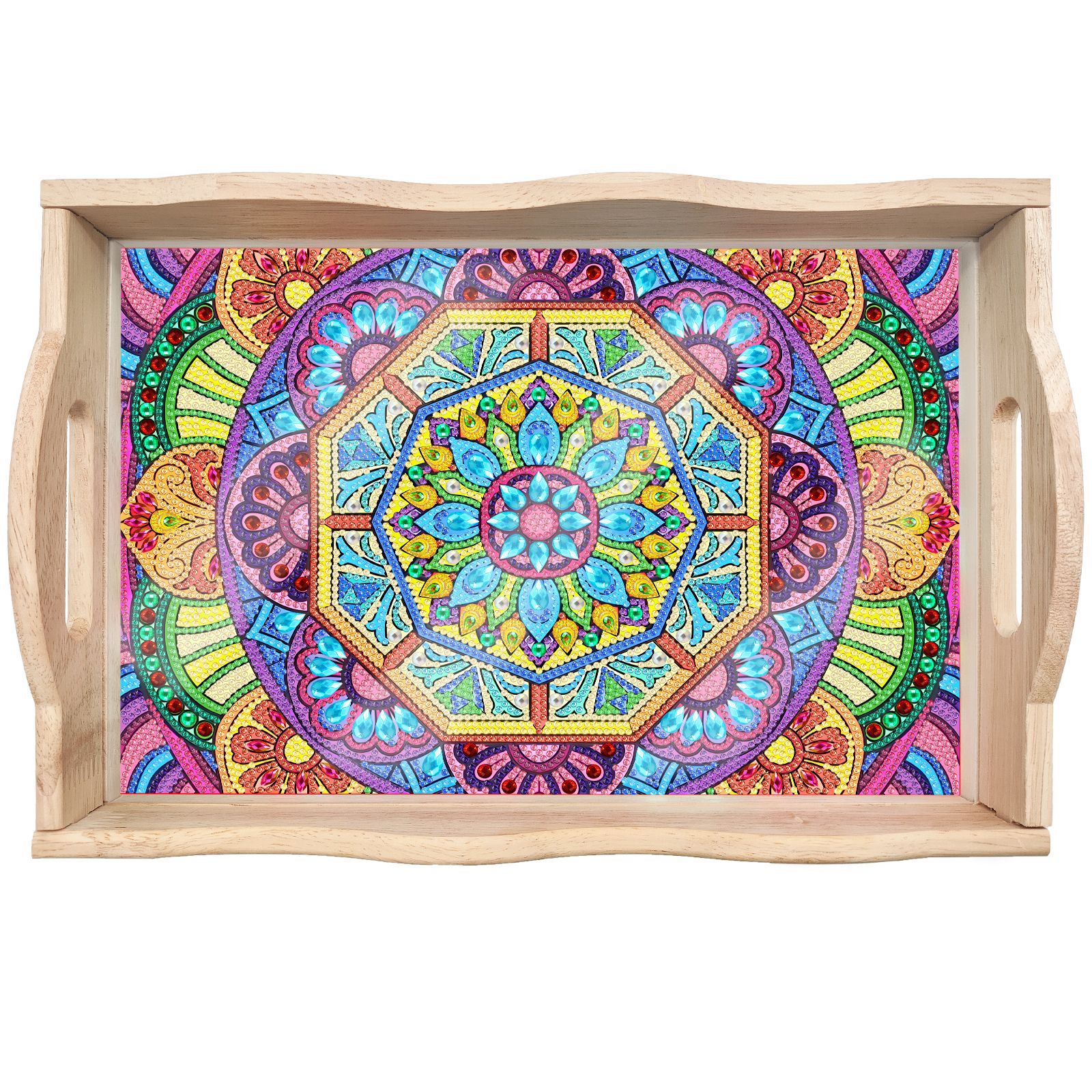 Transfronterizos dedicados a la pintura de diamantes DIY hecha a mano bandeja de madera cuadrada pegatinas de perforación de animales mandala personalizados