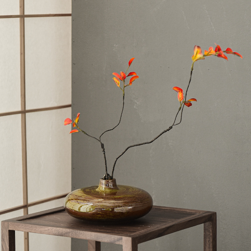 Japanese-style stoneware vase creative handmade glaze Zen flower Ware homestay hotel desktop decoration retro home Flower insert Japanese-style stoneware vase creative handmade glaze Zen flower Ware homestay hotel desktop decoration retro home Flower insert