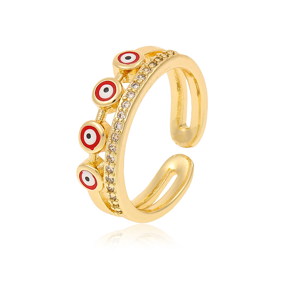 Fashion Devilu0027S Eye Copper Inlay Zircon Rings 1 Piece