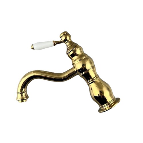 Nordic French retro gold face basin faucet bathroom creative European cold and hot splash-proof undermount basin faucet