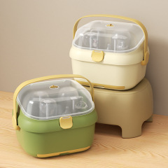 ホームリビングルームカップ排水収納ラック多機能ポータブル哺乳瓶ベビー食器防塵収納ボックス