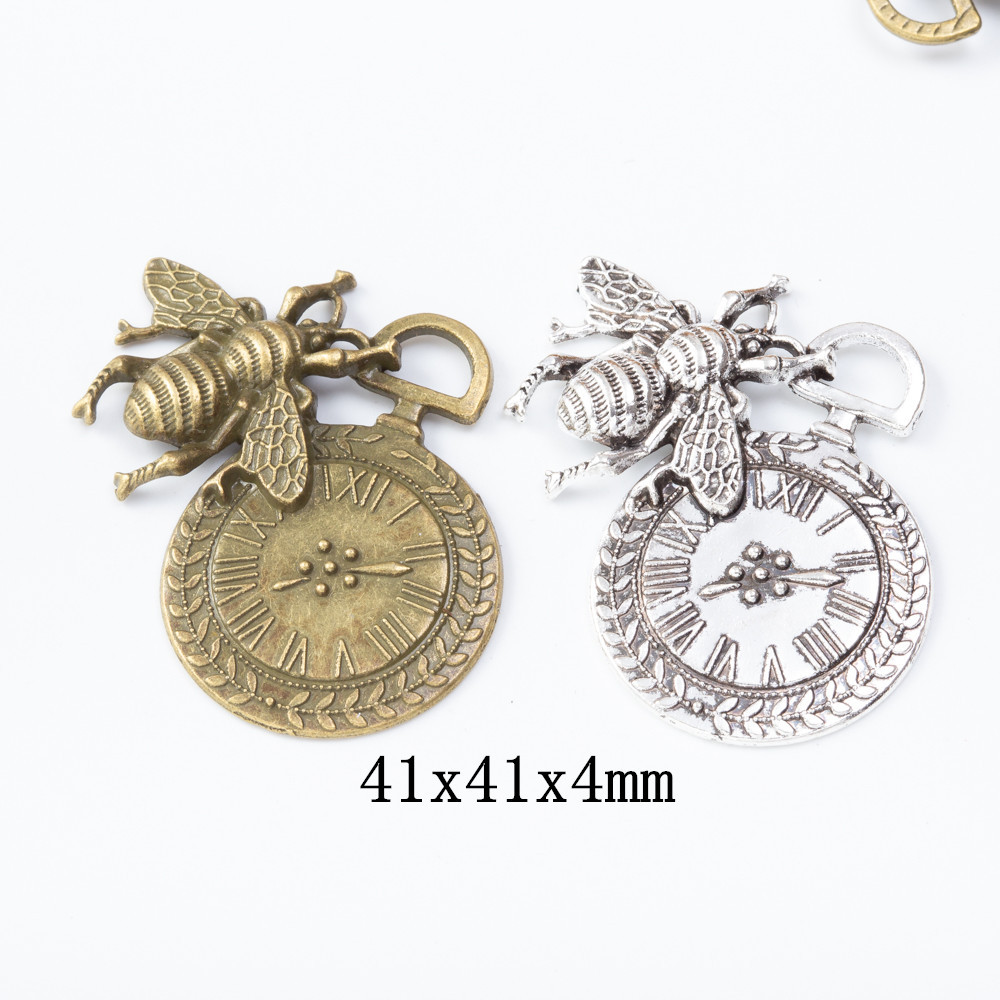 DIY饰品配件复古锌合金 蜜蜂 钟表挂件 zakka批发厂家直销1681