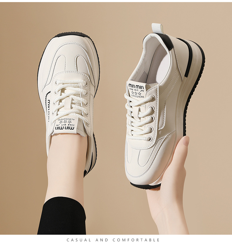 Giày sneaker nữ da thật đế mềm thoải mái, giày du lịch trắng thể thao trung niên mùa xuân hè — JST 1801 kaki trắng, JST 1801-1 kaki trắng thoáng khí, JST 1801-1 trắng đen thoáng khí, JST 1801 trắng đen chi tiết 6