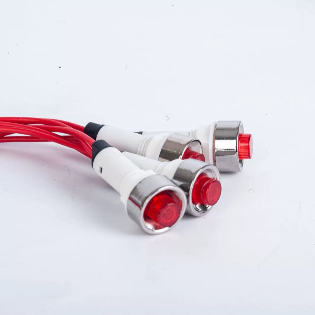 厂家供应红色指示灯小型LED二极管带线防水防火金属信号指示灯