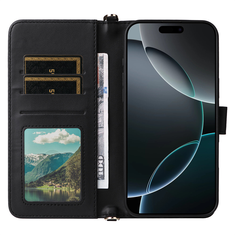 Étui portefeuille en cuir multifonction avec porte-cartes pour iphone 16 pro max_voghion.com