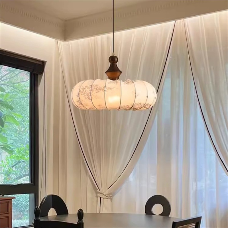 High-End New Chandelier, New Chinese Style, French Retro Style, Chinese Style Solid Wood Study Lamp, Bedroom Living Room, Fabric-Free