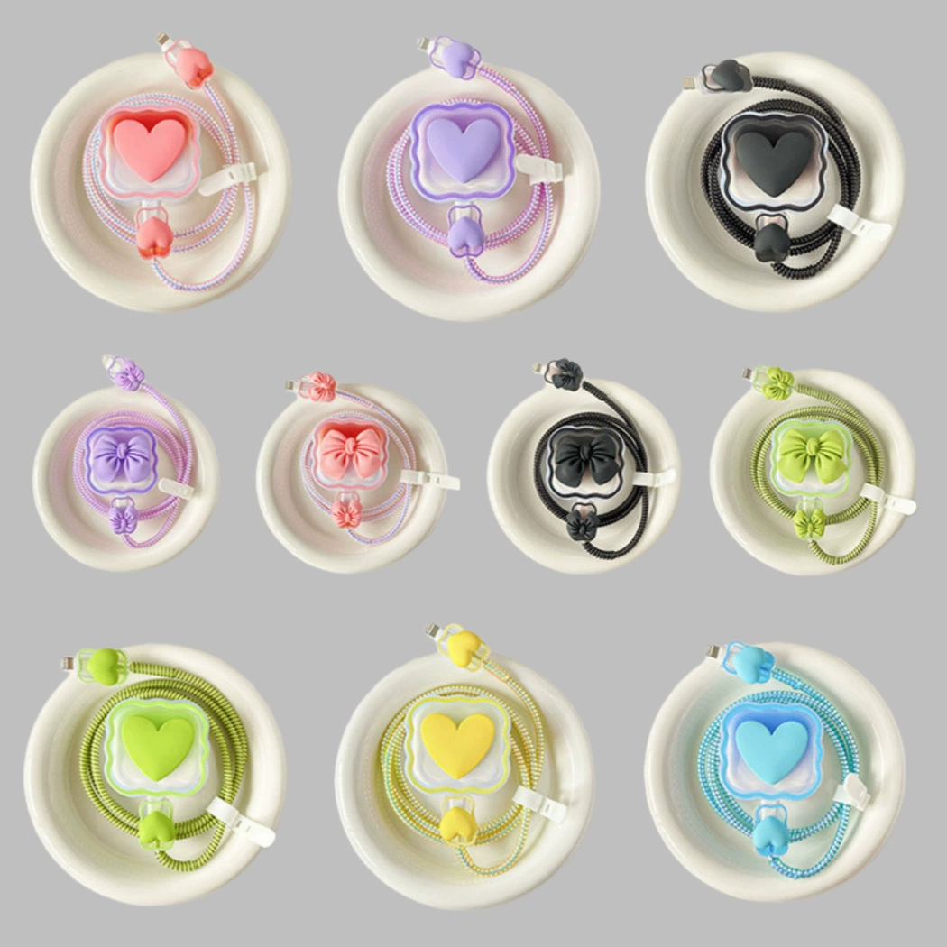 Мультфильм любовь девушка яблоко 20w британский волновой зарядное устройство чехол для передачи данных кабель набор прикуса провода анти-сломанный