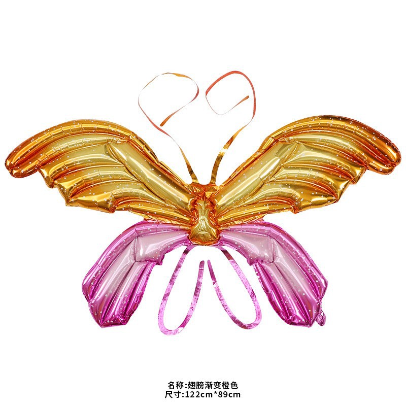 Ángel mariposa alas globo película de aluminio lote mixto colorido mágico macaron inflable para niños puesto al por mayor flash