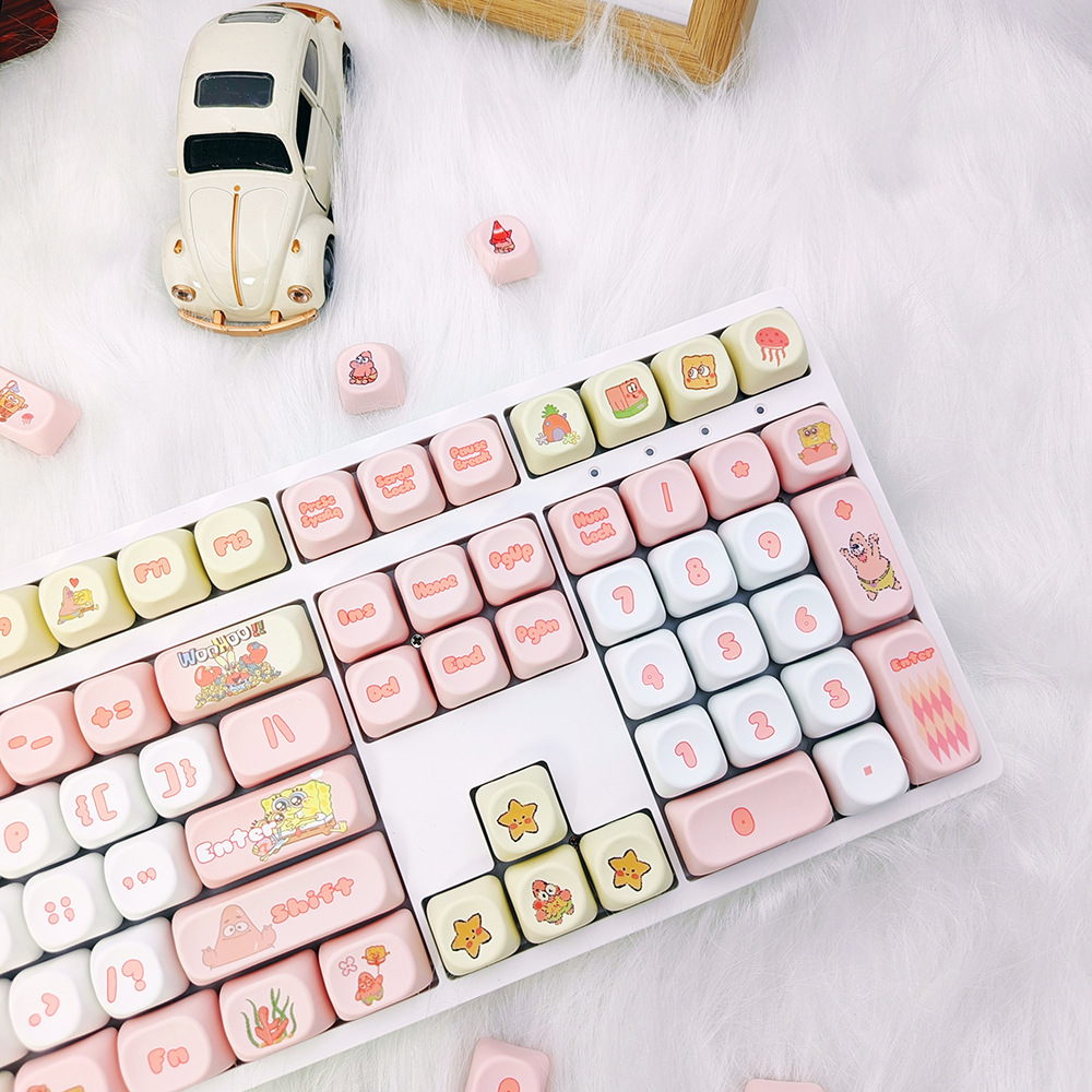SpongeBob Keycap MOA Height PBT Material Thermal Sublimation Keycap Cute Customized Personalized Small Full Set Keycap