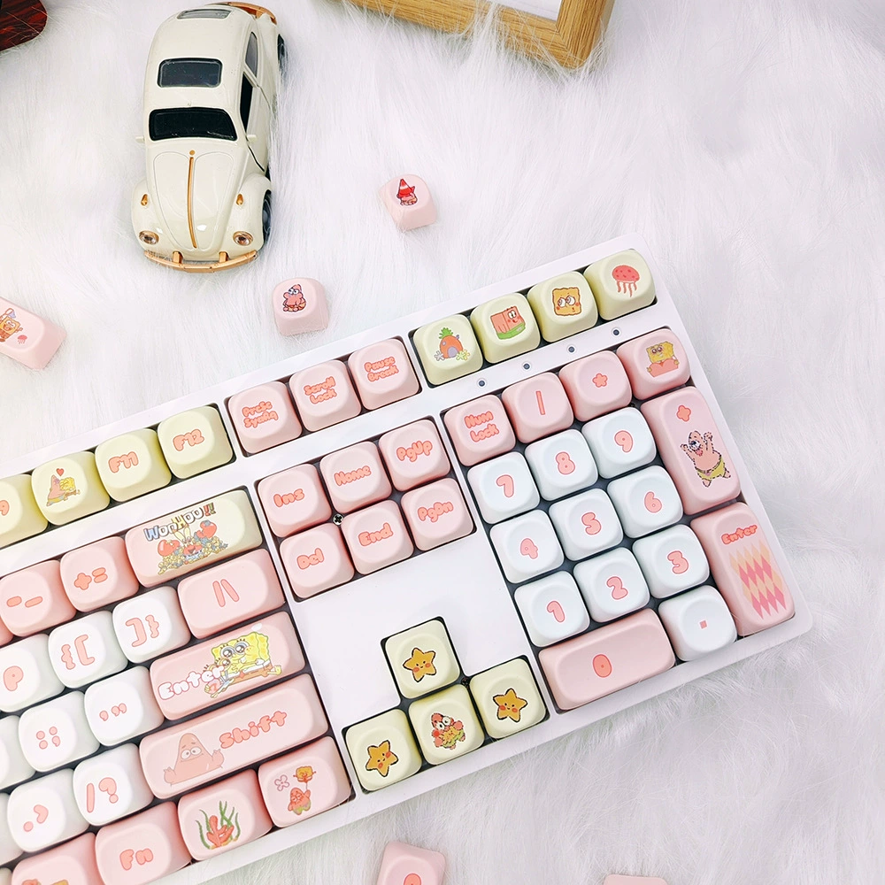 SpongeBob Keycap MOA Height PBT Material Thermal Sublimation Keycap Cute Customized Personalized Small Full Set Keycap
