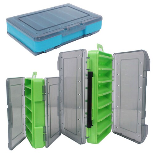 Fishing bait box wholesale U style blue double-sided storage box storage box lightweight and portable multi-grid box