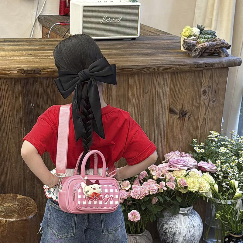 Bolsas de hombro a cuadros coreanas para niños y niñas dulces pequeñas y frescas bolsas de mano para bebés de color macarón nuevas bolsas para niños