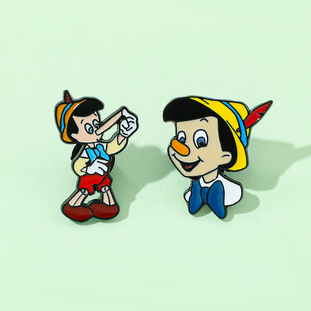 创意个性匹诺曹金属徽章可爱木偶人合金滴油胸针背包百搭配饰别针
