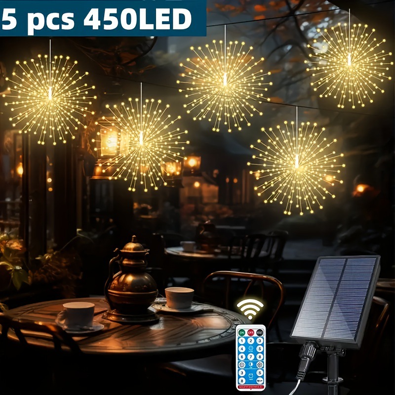 5pcs Hanging Solar Starburst Sphere Light 450 led Solar跨境|ms