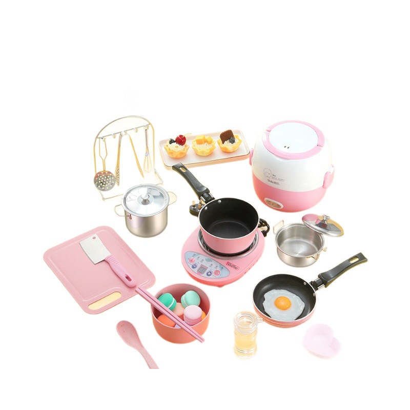 Mini Cocina Real Infantil de Metal, Juego de Rol para Regalo de Cumpleaños