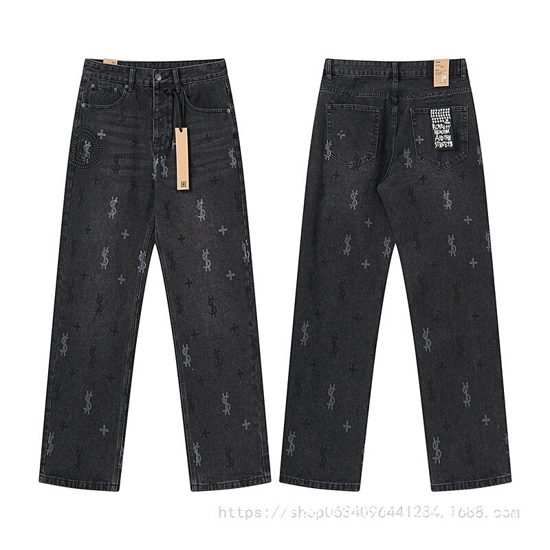 Trendy Ksubi Vintage Ripped Washed High Street Casual Fashion American-Style Wide-Leg Loose Jeans for Men and Women