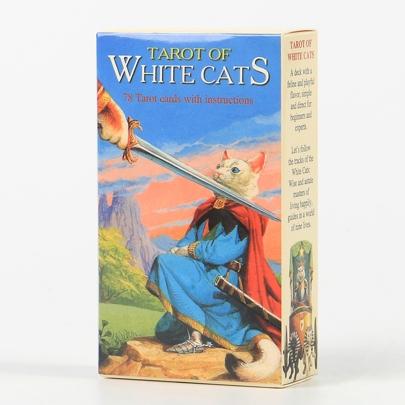 Cross-Border Hot Item White Cat Tarot Oracle Board Game Cards_voghion.com
