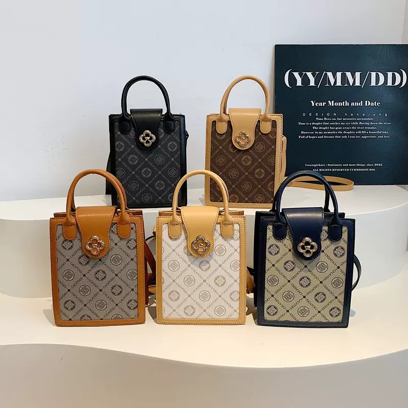 包包女包2025新款简约时尚复古字母印花单肩斜跨包质感洋气小方包