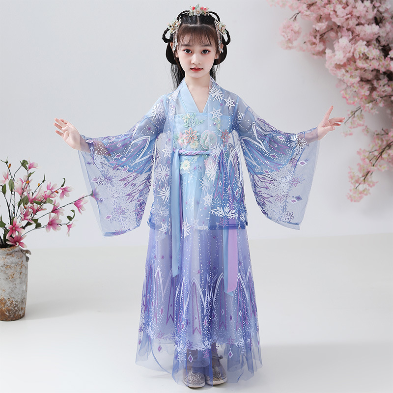 Hanfu Girl's Summer Dress Children's Autumn Dress Little Girl's Ancient Costume Autumn Suit Super Fairy Tang Suit Summer Dress Girl's Summer Dress