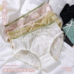 New Mesh Lace Breathable Sexy Mid-rise Padded Pajamas for Women, Nipple-free Hiding Antimicrobial Cotton Thong Underwear, Women's Underwear