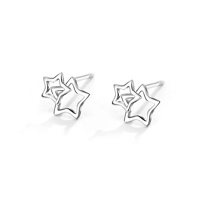 S999 pendientes de plata esterlina pendientes simples de las mujeres pequeña estrella Luna Mori oreja palo oreja piercing pendientes de plata anti-bloqueo