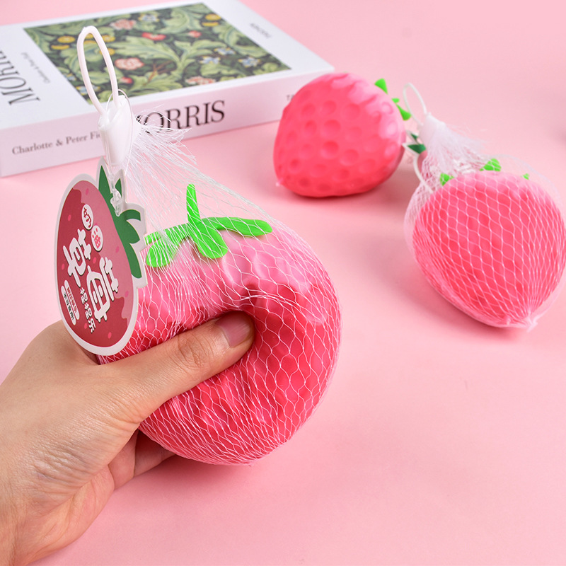 Bolsa de red descomprimida gran fresa cremosa pellizco juguete de pellizco de niños pellizco de mano pellizco de reducción de presión pellizco de ventilación pellizco artefacto mágico