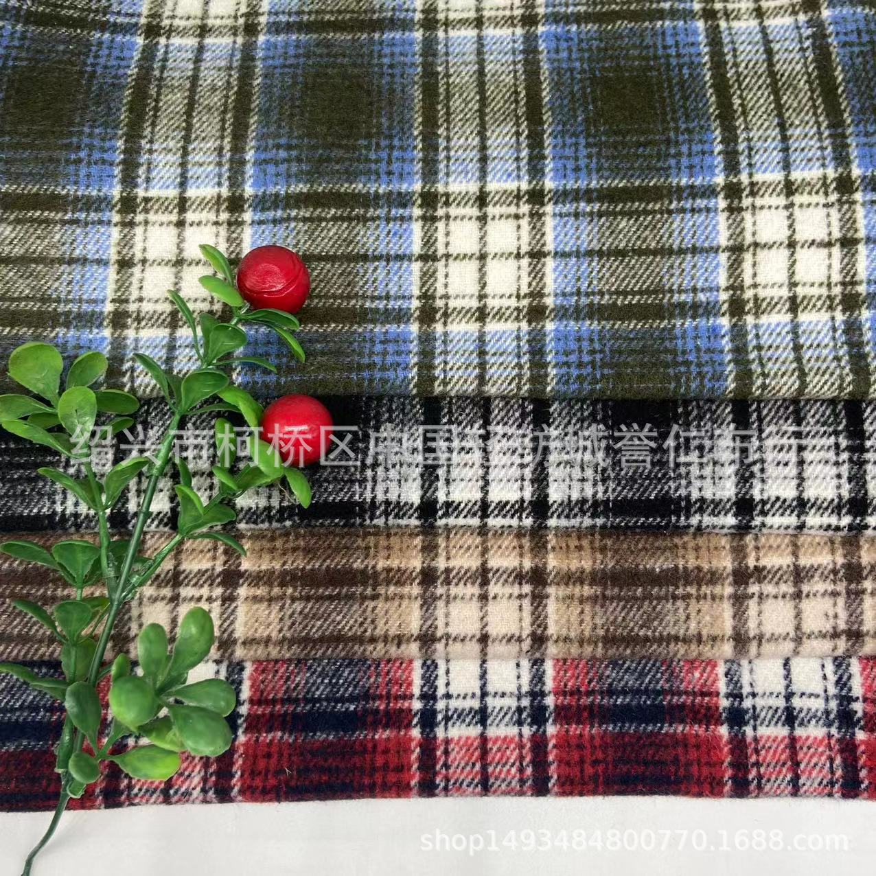 秋冬7支加厚衬衫外套面料仿毛呢色织格子布裙子帽子手套面料现货