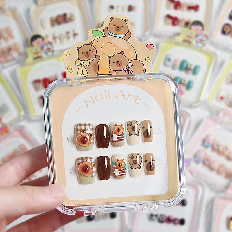 Purely Handmade Children's Cartoon Nail Stickers, Student Nail Art Patches, Kt Cat Removable Jelly Glue Wholesale