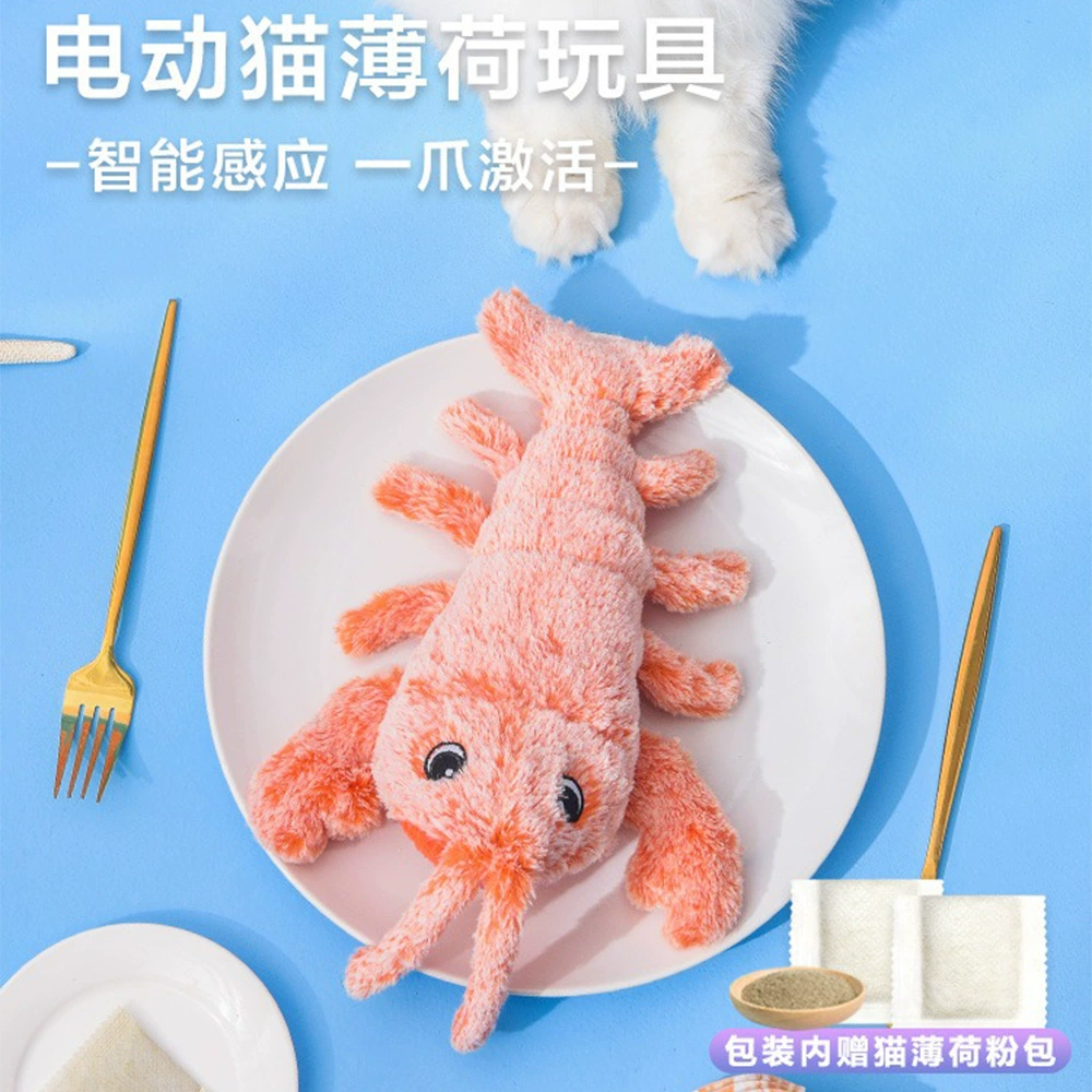 Игрушка для кошек Гравитационные прыгающие Креветки Моделирование Кит Электрический дразнитель для кошек USB Аккумуляторная Плюшевая игрушка для кошек и собак