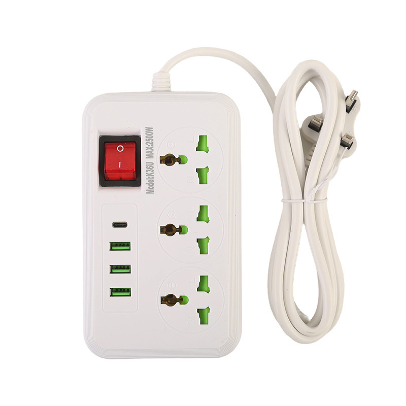 Interfaz 3USB + 1Type-C interruptor de cabezal con puerta de seguridad infantil tres orificios nueve jack estándar británico estándar europeo estándar americano
