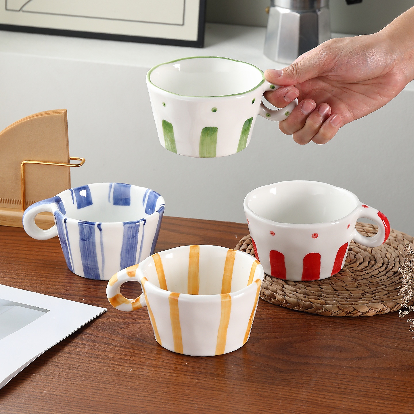 Japanese Retro Underglaze Ceramic Coffee Mug High-Value Latte Art Home Breakfast Office Water Cup_voghion.com