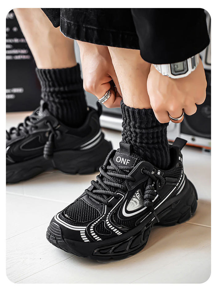 Giày sneaker dad shoes nam cỡ lớn, thân lưới thoáng khí, đế dày tăng chiều cao, gót 3–5 cm — D 71m Thẻ, D71 màu đen, D71 xám bạc chi tiết 17