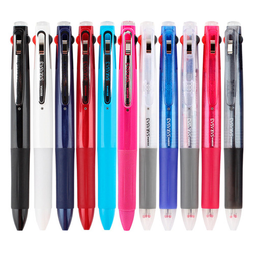 Japanese zebra Zebra J3J2 three-color press gel pen student water pen multi-function press pen red pen black