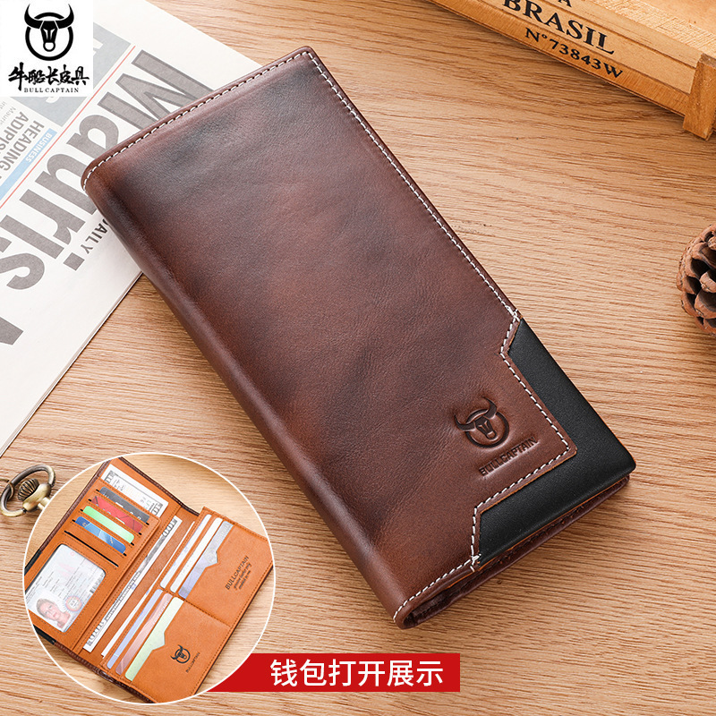 Captain Cowhide Genuine Leather Men's Wallet Oil Wax Leather Vintage Long Wallet First Layer Cowhide 80% off Large Capacity Coin Purse Captain Cowhide Genuine Leather Men's Wallet Oil Wax Leather Vintage Long Wallet First Layer Cowhide 80% off Large Capacity Coin Purse