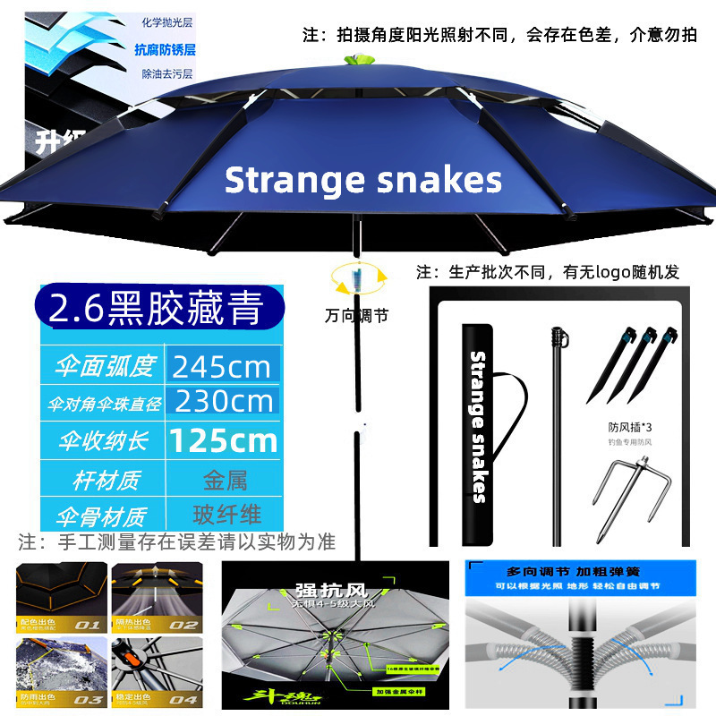 新款钓鱼伞新款遮阳伞户外露营伞便携带黑胶防晒拐杖伞露营垂钓专|undefined