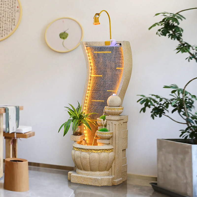 European-style running water fountain circulating water ornaments fish tank living room large floor office fake landscape feng shui wheel